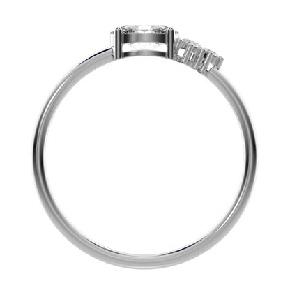 0.51 ct oval Cut Moissanite dainty Minimalist Toi et Moi cluster simple light 14K / 18K Solid White Gold everyday ring