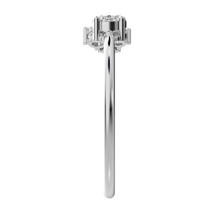 0.51 ct oval Cut Moissanite dainty Minimalist Toi et Moi cluster simple light 14K / 18K Solid White Gold everyday ring