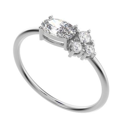 0.51 ct oval Cut Simulated Clear Diamond dainty Minimalist Toi et Moi cluster simple light 14K / 18K Solid White Gold everyday ring