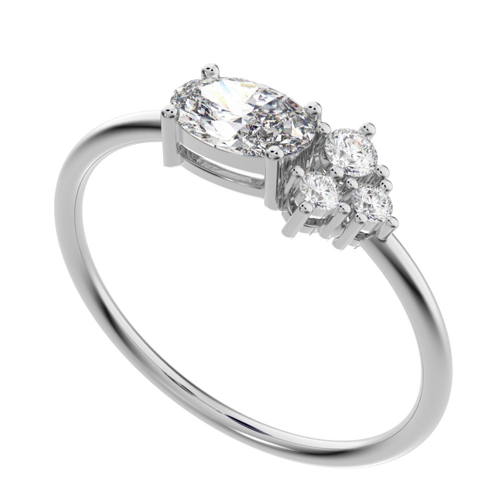 0.51 ct oval Cut Moissanite dainty Minimalist Toi et Moi cluster simple light 14K / 18K Solid White Gold everyday ring