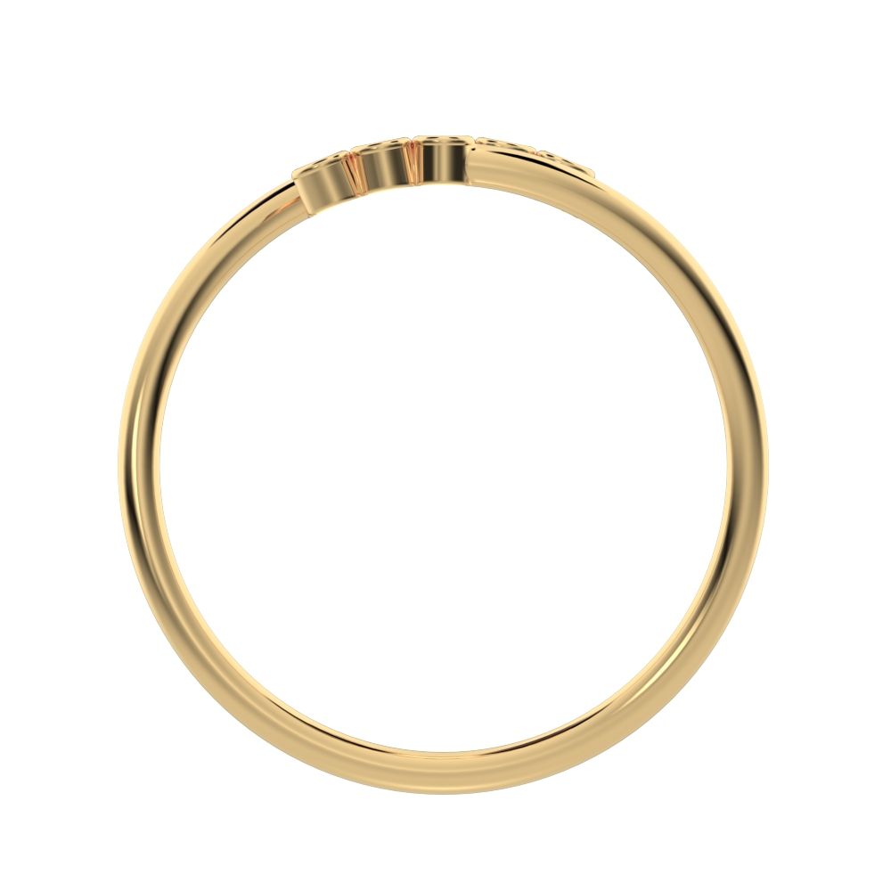 0.06 ct Round Cut Simulated Clear Diamond dainty Minimalist adjustable bezel spiral 14K / 18K Solid Yellow Gold everyday wedding band