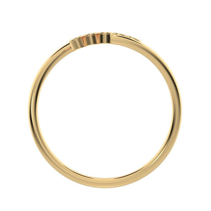 0.06 ct Round Cut Simulated Clear Diamond dainty Minimalist adjustable bezel spiral 14K / 18K Solid Yellow Gold everyday wedding band