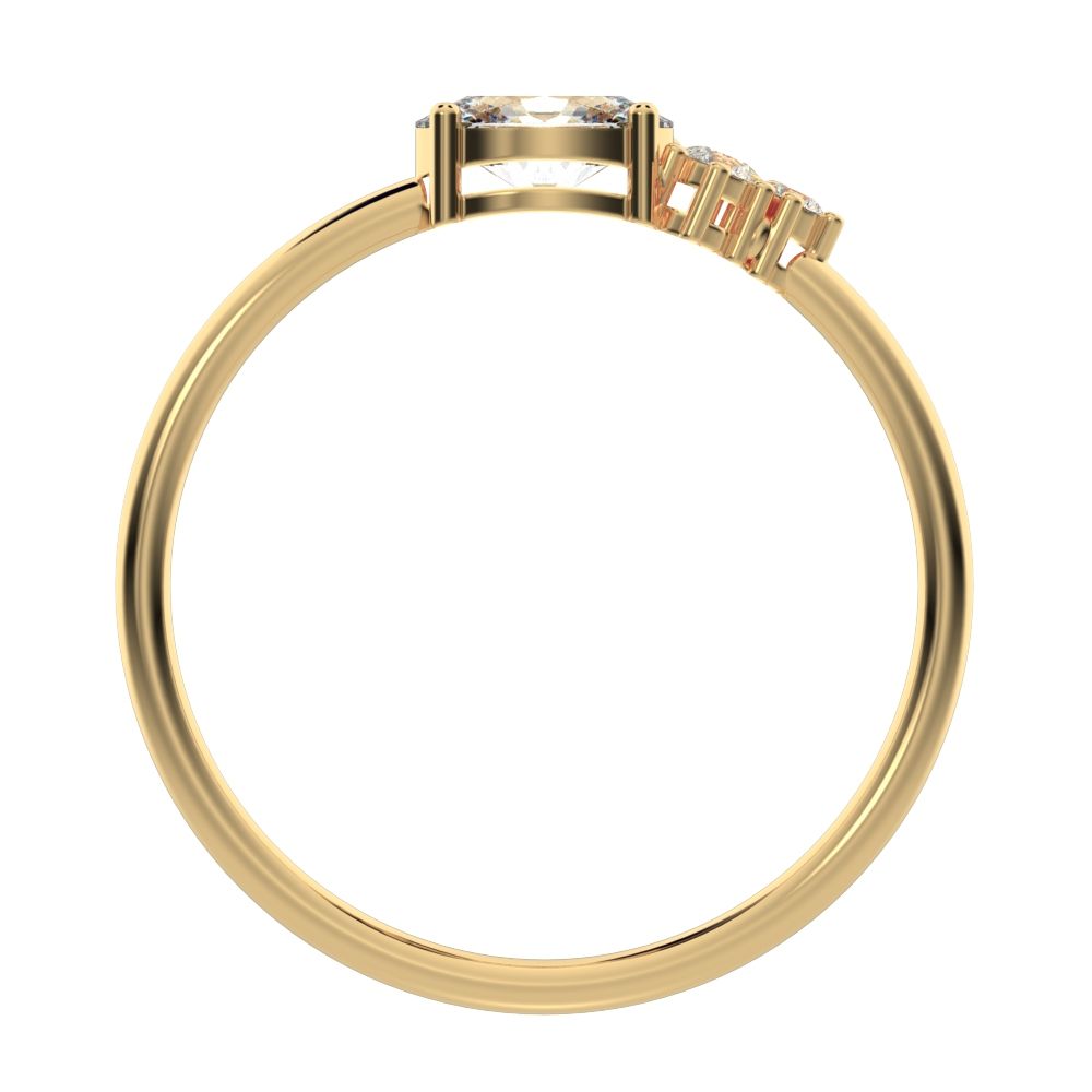 0.51 ct oval Cut Simulated Clear Diamond dainty Minimalist Toi et Moi cluster simple light 14K / 18K Solid Yellow Gold everyday ring