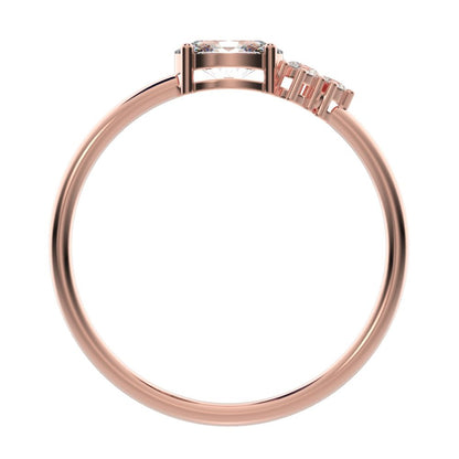 0.51 ct oval Cut Simulated Clear Diamond dainty Minimalist Toi et Moi cluster simple light 14K / 18K Solid Rose Gold everyday ring
