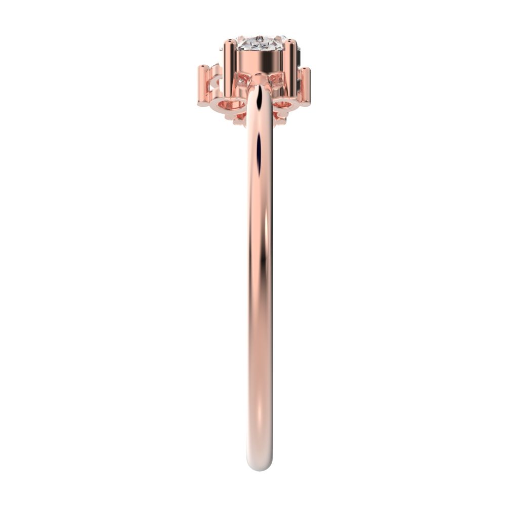 0.51 ct oval Cut Simulated Clear Diamond dainty Minimalist Toi et Moi cluster simple light 14K / 18K Solid Rose Gold everyday ring