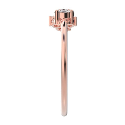 0.51 ct oval Cut Simulated Clear Diamond dainty Minimalist Toi et Moi cluster simple light 14K / 18K Solid Rose Gold everyday ring