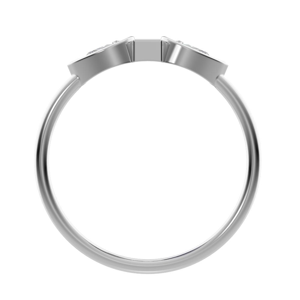 0.56 ct Pear Cut Moissanite dainty Minimalist 3 stone eye bezel simple light 14K / 18K Solid White Gold everyday ring