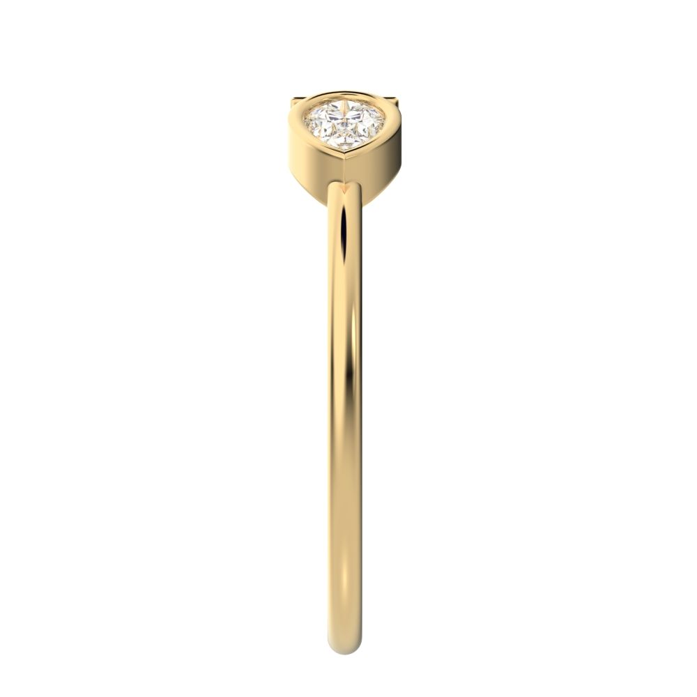 0.56 ct Pear Cut Simulated Clear Diamond dainty Minimalist 3 stone eye bezel simple light 14K / 18K Solid Yellow Gold everyday ring