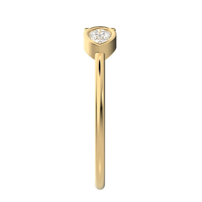 0.56 ct Pear Cut Moissanite dainty Minimalist 3 stone eye bezel simple light 14K / 18K Solid Yellow Gold everyday ring
