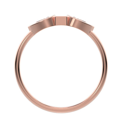 0.56 ct Pear Cut Moissanite dainty Minimalist 3 stone eye bezel simple light 14K / 18K Solid Rose Gold everyday ring