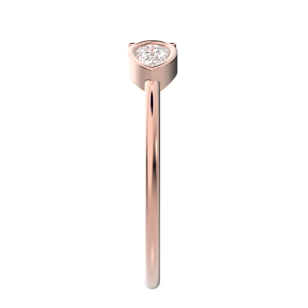 0.56 ct Pear Cut Moissanite dainty Minimalist 3 stone eye bezel simple light 14K / 18K Solid Rose Gold everyday ring