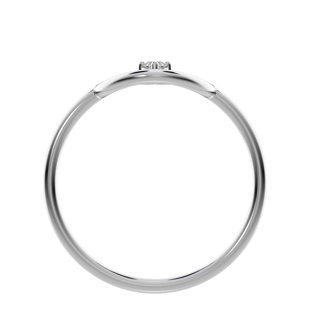 0.04 ct Round Cut Moissanite dainty Minimalist Circle Abstract 1 stone simple cocktail 14K / 18K Solid White Gold everyday ring
