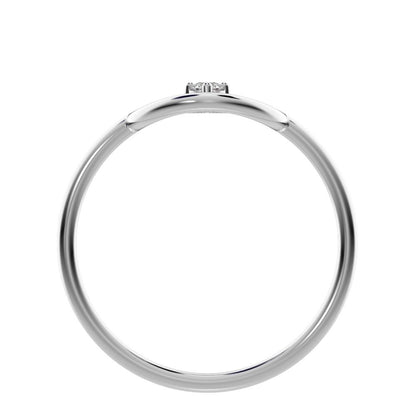 0.04 ct Round Cut Moissanite dainty Minimalist Circle Abstract 1 stone simple cocktail 14K / 18K Solid White Gold everyday ring
