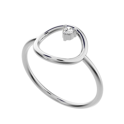 0.04 ct Round Cut Moissanite dainty Minimalist Circle Abstract 1 stone simple cocktail 14K / 18K Solid White Gold everyday ring