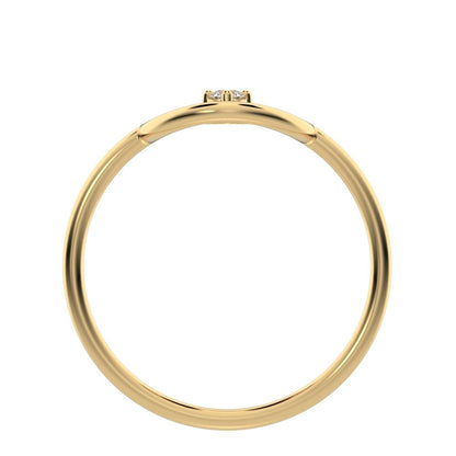 0.04 ct Round Cut Simulated Clear Diamond dainty Minimalist Circle 1 stone simple cocktail 14K / 18K Solid Yellow Gold everyday ring