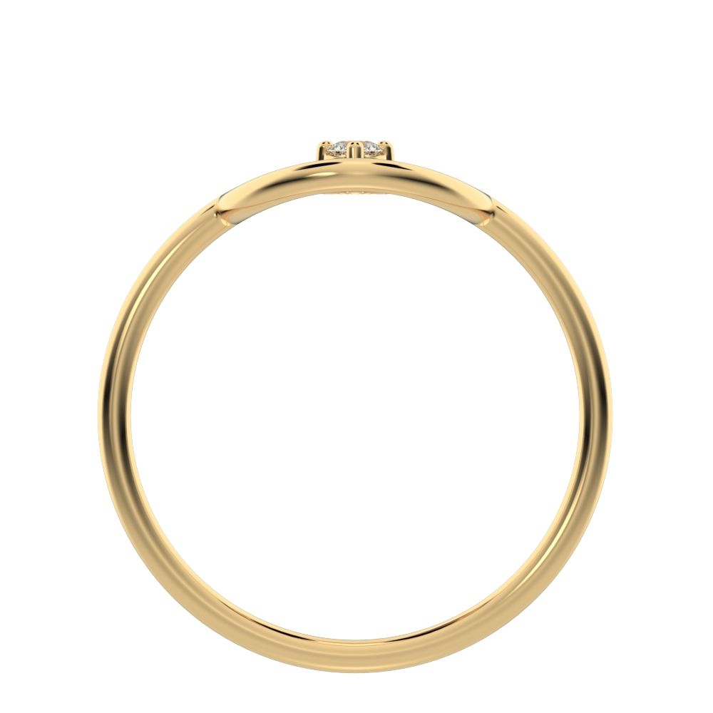 0.04 ct Round Cut Moissanite dainty Minimalist Circle Abstract 1 stone simple cocktail 14K / 18K Solid Yellow Gold everyday ring