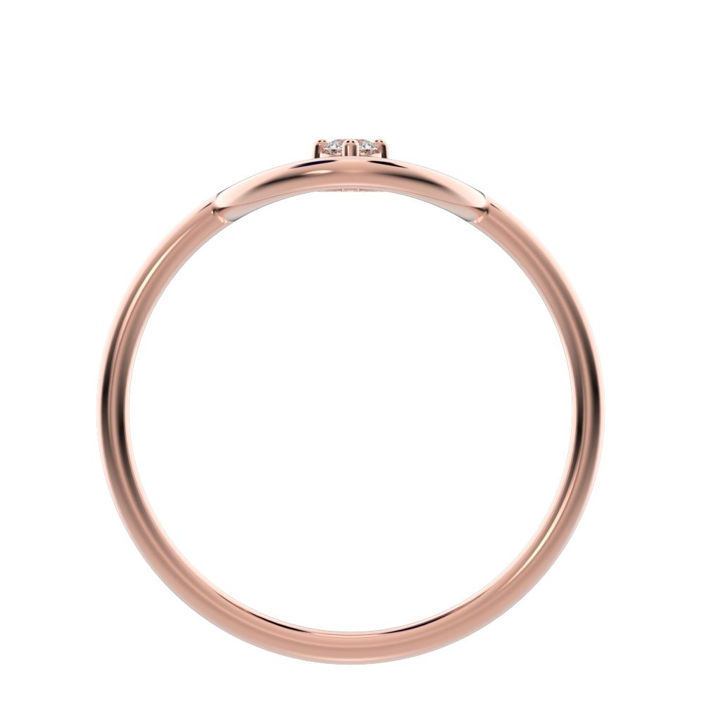 0.04 ct Round Cut Moissanite dainty Minimalist Circle Abstract 1 stone simple cocktail 14K / 18K Solid Rose Gold everyday ring