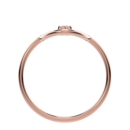 0.04 ct Round Cut Moissanite dainty Minimalist Circle Abstract 1 stone simple cocktail 14K / 18K Solid Rose Gold everyday ring