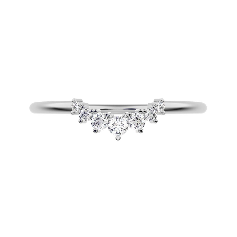 0.105Ct Round Cut Simulated Clear Diamond curved Stackable Constellation cluster arc 14K / 18K Solid White Gold everyday wedding band