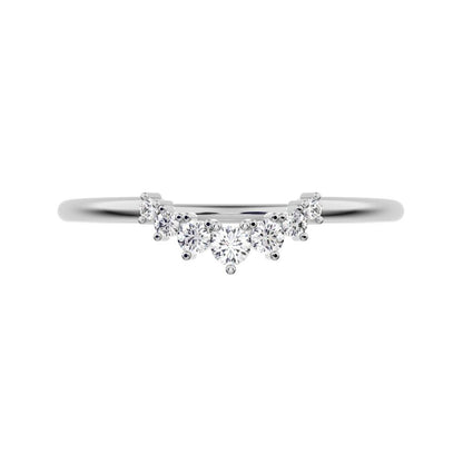 0.105Ct Round Cut Simulated Clear Diamond curved Stackable Constellation cluster arc 14K / 18K Solid White Gold everyday wedding band
