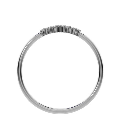 0.105Ct Round Cut Simulated Clear Diamond curved Stackable Constellation cluster arc 14K / 18K Solid White Gold everyday wedding band