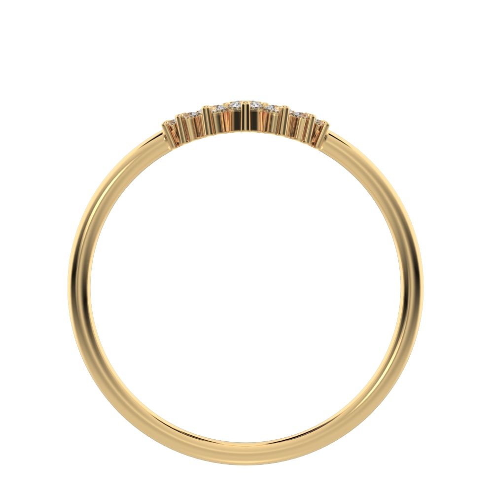 0.105Ct Round Cut Simulated Clear Diamond curved Stackable Constellation cluster arc 14K / 18K Solid Yellow Gold everyday wedding band