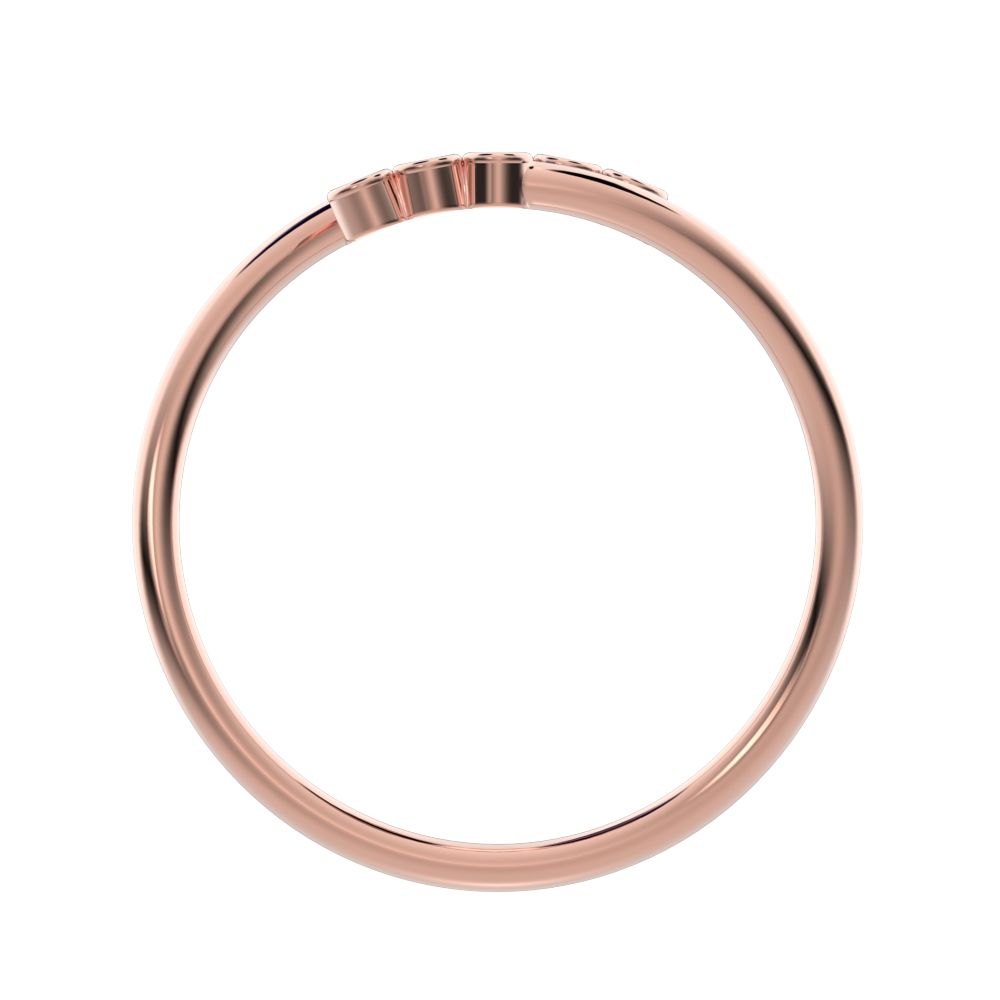 0.06 ct Round Cut Moissanite dainty Minimalist adjustable bezel spiral 14K / 18K Solid Rose Gold everyday wedding band