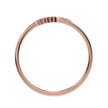 0.06 ct Round Cut Moissanite dainty Minimalist adjustable bezel spiral 14K / 18K Solid Rose Gold everyday wedding band