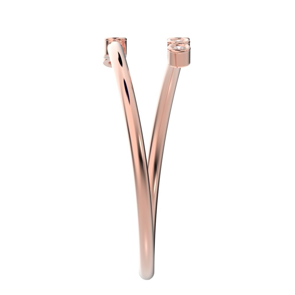 0.06 ct Round Cut Moissanite dainty Minimalist adjustable bezel spiral 14K / 18K Solid Rose Gold everyday wedding band