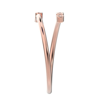 0.06 ct Round Cut Moissanite dainty Minimalist adjustable bezel spiral 14K / 18K Solid Rose Gold everyday wedding band
