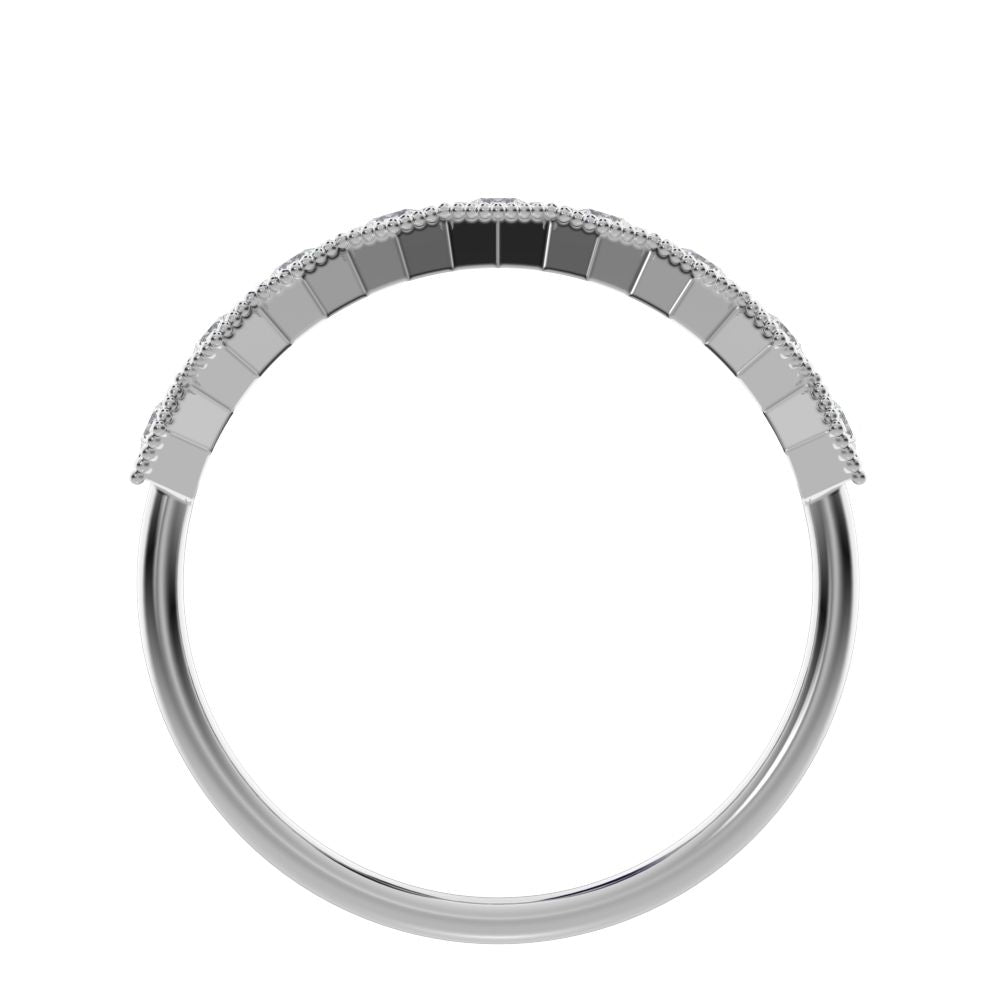0.27 ct Round Cut Moissanite dainty Minimalist hexagon Stackable hexagon half eternity 14K / 18K Solid White Gold everyday wedding band