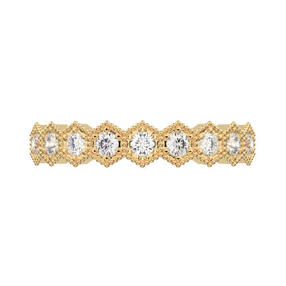 0.27Ct Round Cut Simulated Clear Diamond Minimalist Stackable half eternity 14K / 18K Solid Yellow Gold everyday wedding band