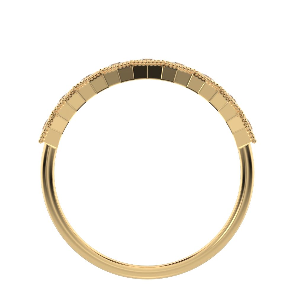 0.27Ct Round Cut Simulated Clear Diamond Minimalist Stackable half eternity 14K / 18K Solid Yellow Gold everyday wedding band
