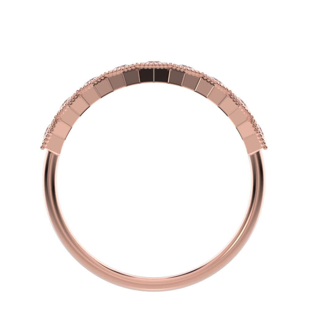 0.27Ct Round Cut Simulated Clear Diamond Minimalist hexagon Stackable hexagon half eternity 14K / 18K Solid Rose Gold everyday wedding band