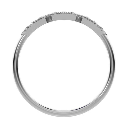 0.09Ct Round Cut Simulated Clear Diamond dainty bar Stackable Art Deco Milgrain light 14K / 18K Solid White Gold everyday wedding band