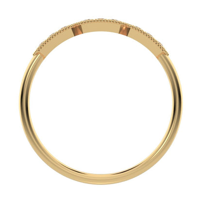 0.09Ct Round Cut Moissanite dainty Minimalist bar Stackable Art Deco Milgrain light 14K / 18K Solid Yellow Gold everyday wedding band