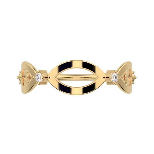 0.06Ct Round Cut Simulated Clear Diamond Minimalist eye infinity splint shank light 14K / 18K Solid Yellow Gold everyday wedding band