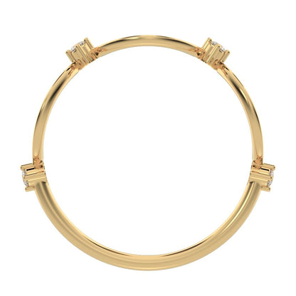 0.06Ct Round Cut Simulated Clear Diamond Minimalist eye infinity splint shank light 14K / 18K Solid Yellow Gold everyday wedding band