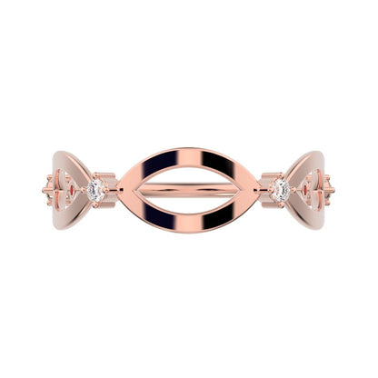 0.06 ct Round Cut Simulated Clear Diamond dainty Minimalist eye infinity splint shank light 14K / 18K Solid Rose Gold everyday wedding band