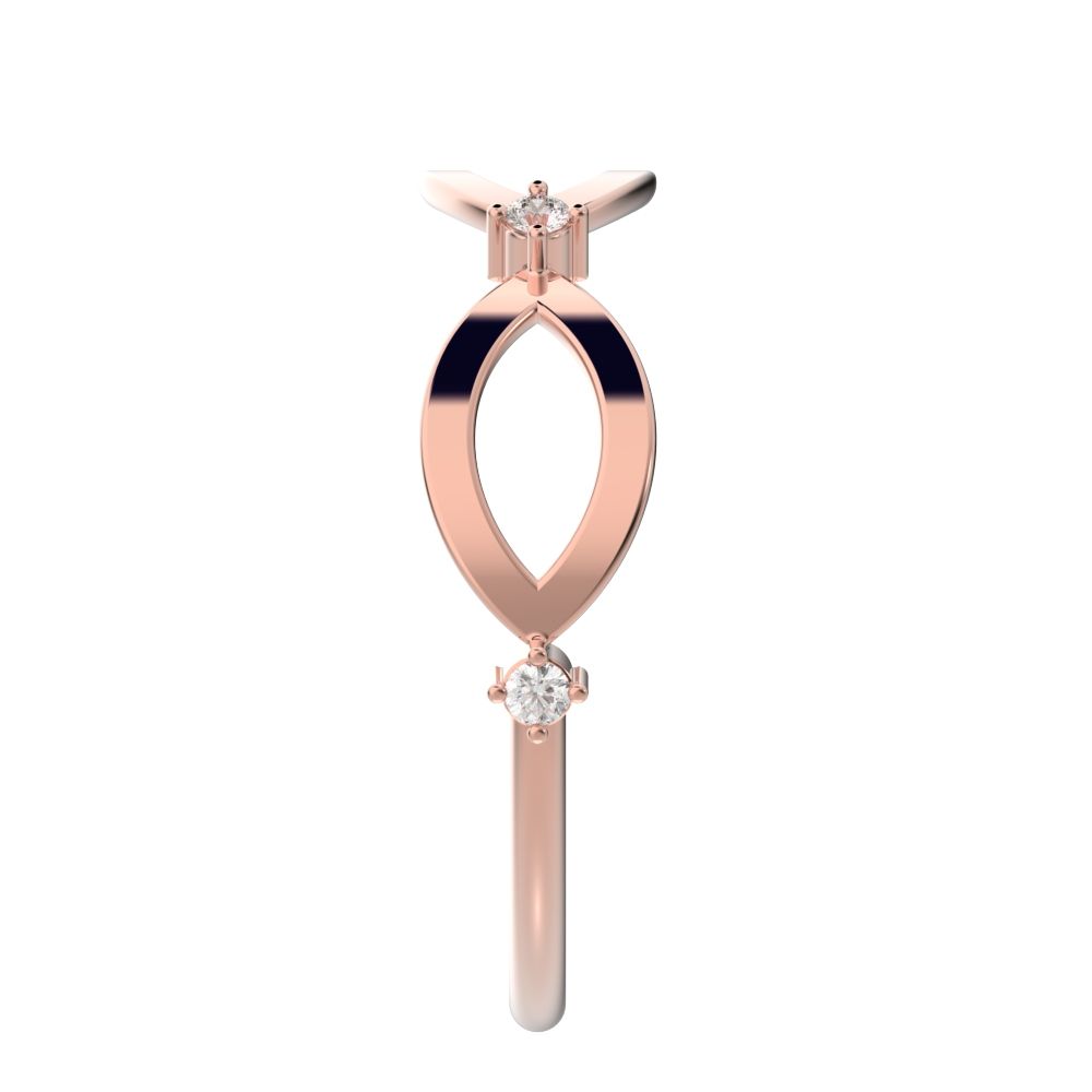 0.06 ct Round Cut Simulated Clear Diamond dainty Minimalist eye infinity splint shank light 14K / 18K Solid Rose Gold everyday wedding band