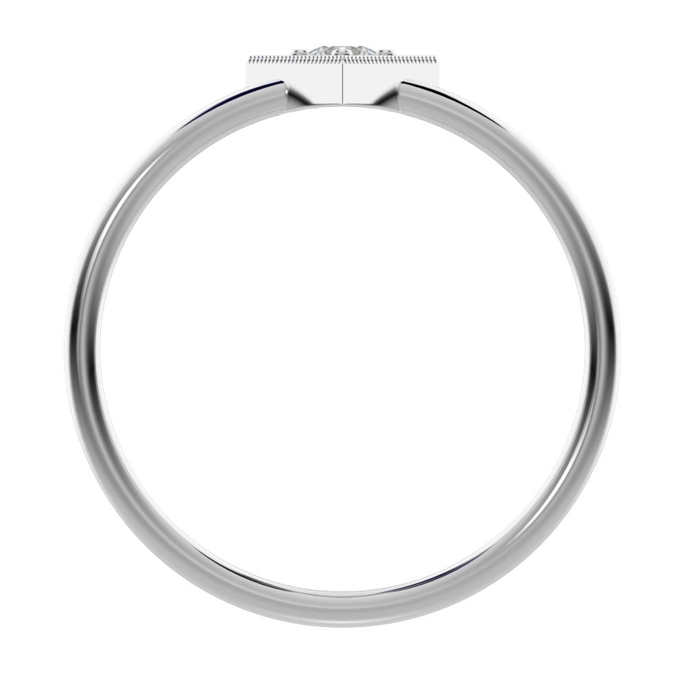 0.11 ct Round Cut Moissanite dainty Minimalist Triangle Contemporary halo cluster light 14K / 18K Solid White Gold everyday ring