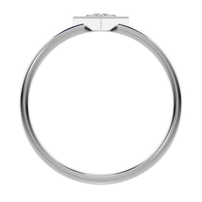 0.11 ct Round Cut Moissanite dainty Minimalist Triangle Contemporary halo cluster light 14K / 18K Solid White Gold everyday ring