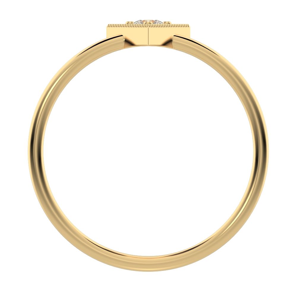 0.11 ct Round Cut Simulated Clear Diamond dainty Minimalist Triangle Contemporary halo cluster 14K / 18K Solid Yellow Gold everyday ring