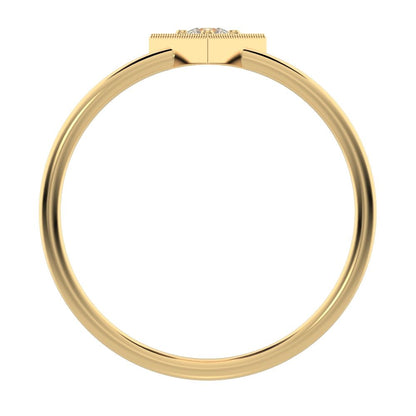 0.11 ct Round Cut Moissanite dainty Minimalist Triangle Contemporary halo cluster light 14K / 18K Solid Yellow Gold everyday ring