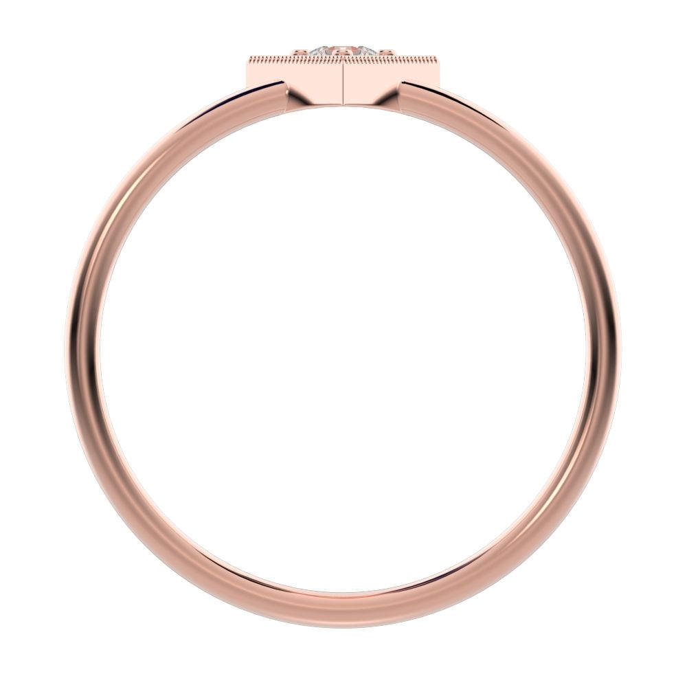 0.11 ct Round Cut Simulated Clear Diamond dainty Minimalist Triangle Contemporary halo cluster 14K / 18K Solid Rose Gold everyday ring