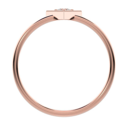 0.11 ct Round Cut Simulated Clear Diamond dainty Minimalist Triangle Contemporary halo cluster 14K / 18K Solid Rose Gold everyday ring