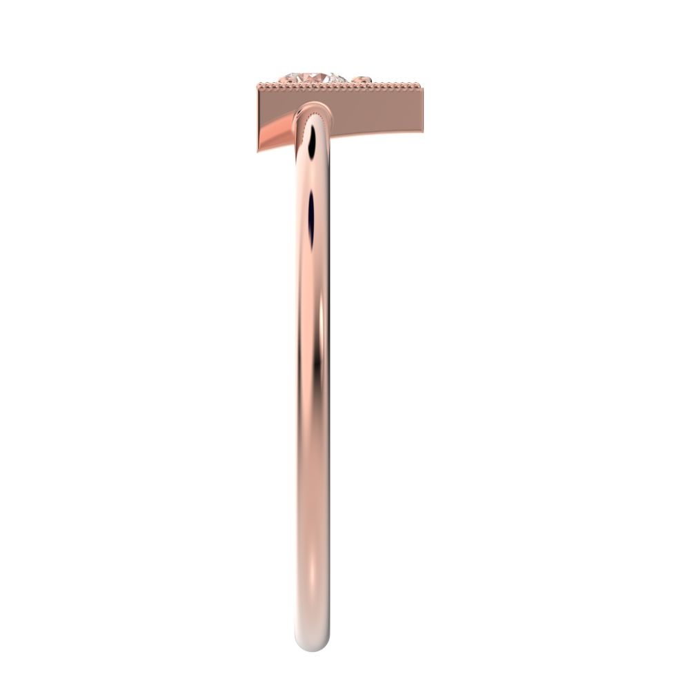 0.11 ct Round Cut Simulated Clear Diamond dainty Minimalist Triangle Contemporary halo cluster 14K / 18K Solid Rose Gold everyday ring