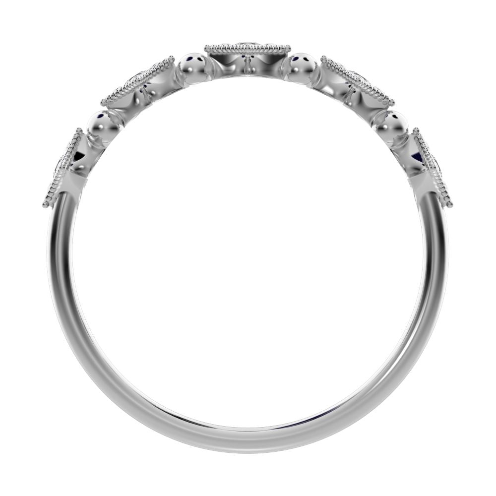 0.1Ct Round Cut Simulated Clear Diamond dainty Minimalist star Stackable Art Deco pave 14K / 18K Solid White Gold everyday wedding band