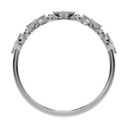 0.1 ct Round Cut Moissanite dainty Minimalist star Stackable Art Deco Vintage pave 14K / 18K Solid White Gold everyday wedding band