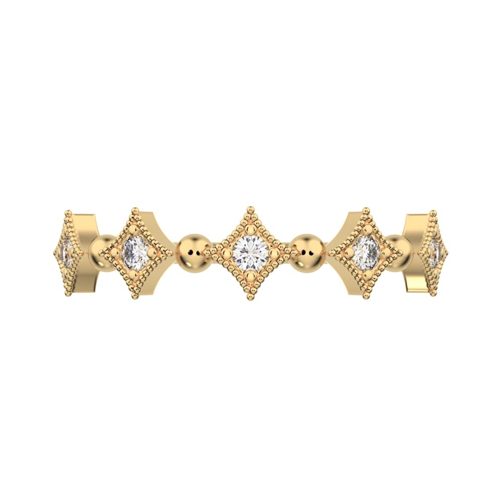 0.1 ct Round Cut Moissanite dainty Minimalist star Stackable Art Deco Vintage pave 14K / 18K Solid Yellow Gold everyday wedding band